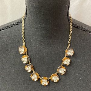 J. Crew Statement Necklace with faux studs and animal print 20"